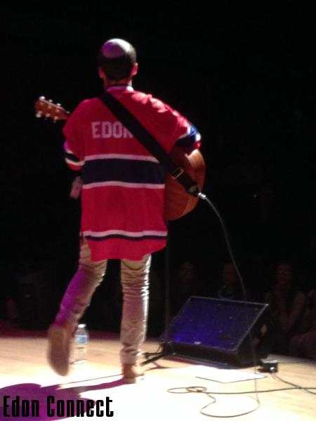 Edon performing in Montreal in custom-made "Habs sweater"